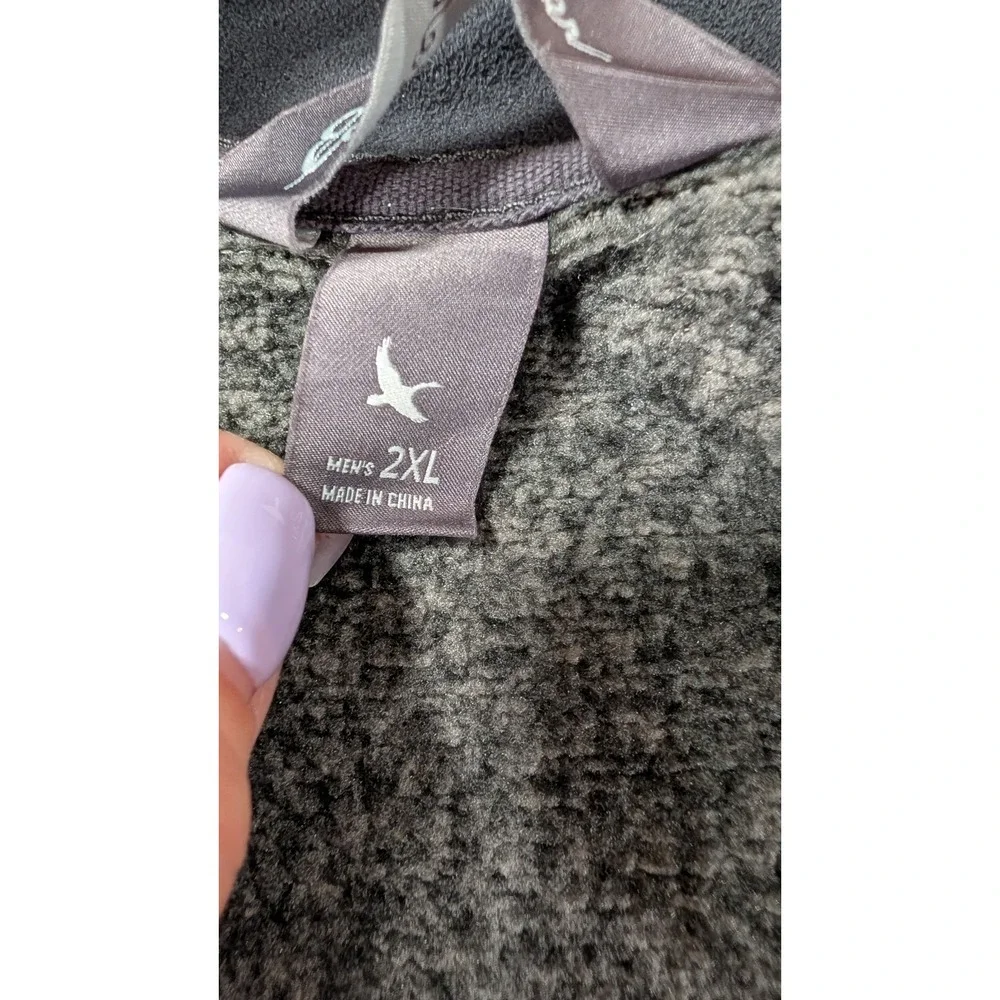 Eddie Bauer Mens 2XL Gray Marl Quarter Zip Fleece Pullover Sweater